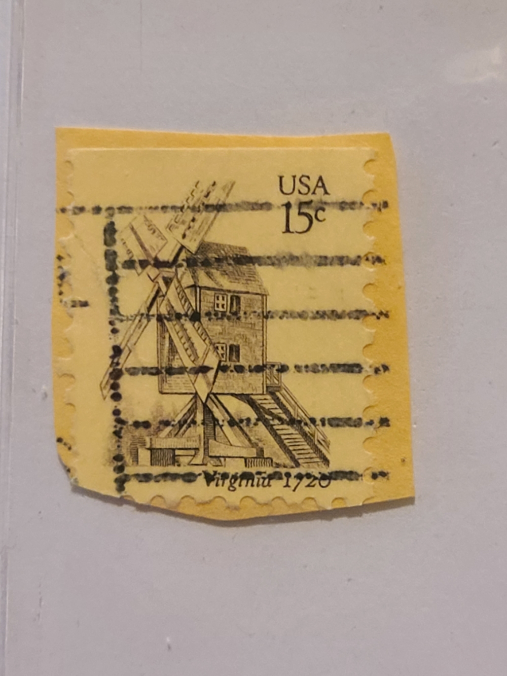 Vintage USA 15¢ Yellow Windmill Postage Stamp